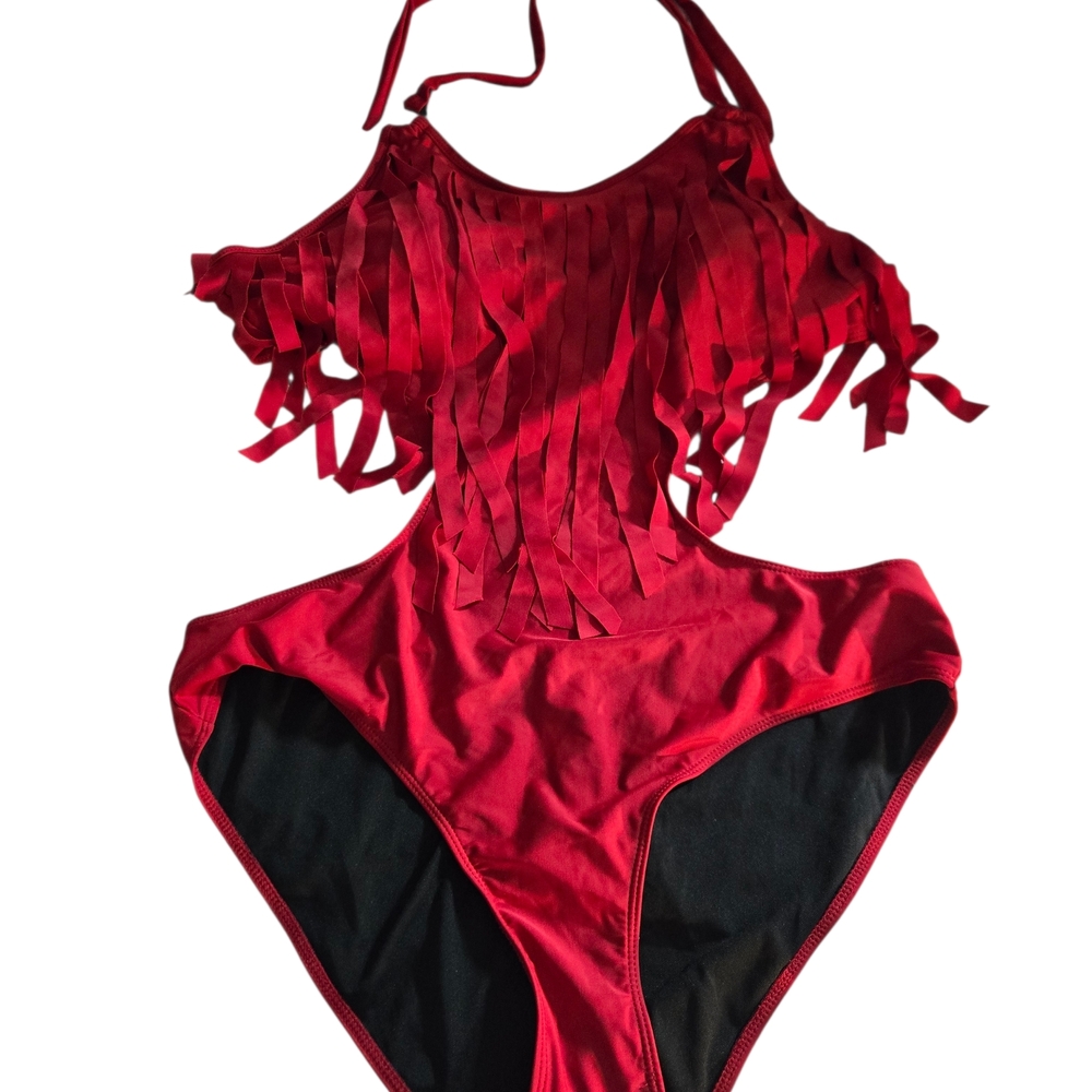 Red‎ Fringe One-Piece Swimsuit
